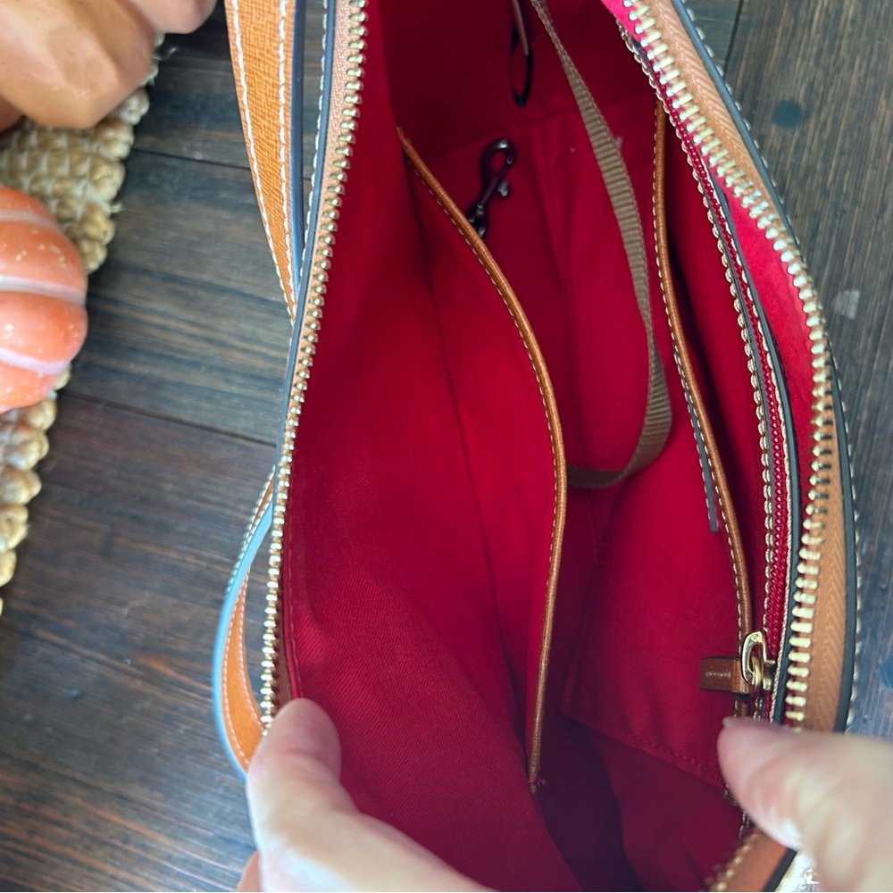 Dooney & Bourke Tan Leather Shoulder Bag - Picture 5 of 9